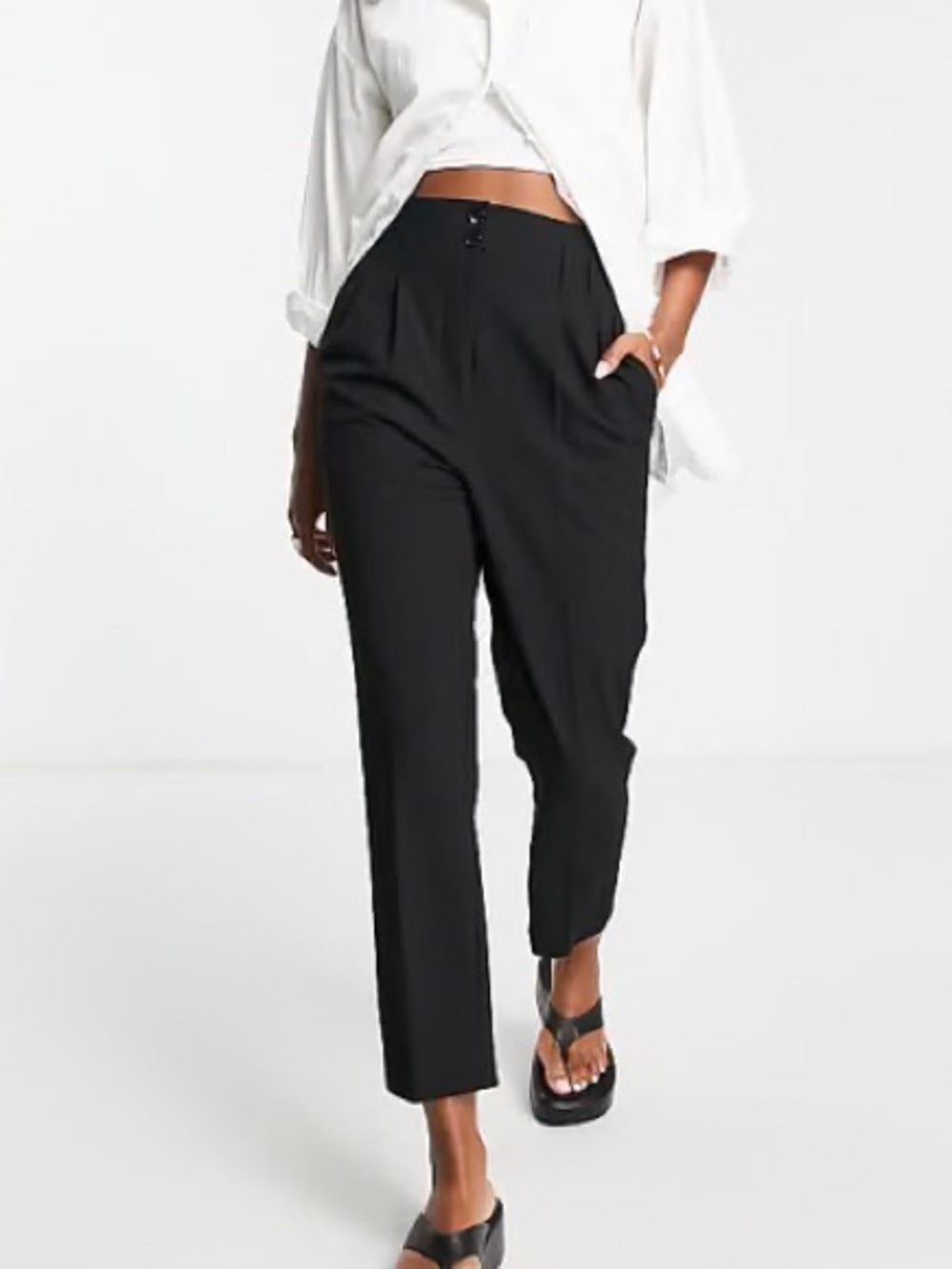 Mango Black Cropped Tailored Ankle Pants
